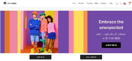Portada web con mucho color de la página web de mahabis.com