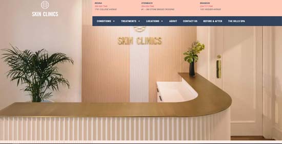 Skin Clinics, a modern website with an 80s feel