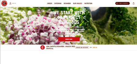 web de restaurante mexicano, chipotle