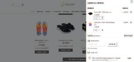 Captura de pantalla de la pestaña de carrito de la web "Malsu"