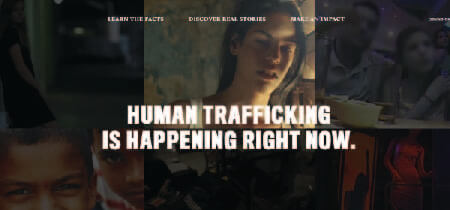 Captura impactante de la web contra el tráfico de personas "Traffick Watch".