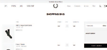Captura de pantalla de la pestaña de carrito de la web "Fred Perry"