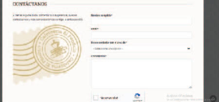 Captura de pantalla de la página de contacto de la web Péndulo
