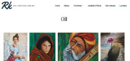 Screenshot of painter Rishukapoor's portfolio website