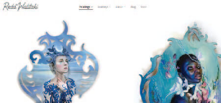 Blue-toned illustrations in a screenshot of Redd Walitzki's portfolio page