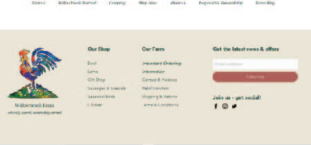 Captura de pantalla del footer de la web "Willowbrook farm"