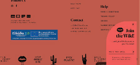 Captura de pantalla del footer de la web "Wildsouls"