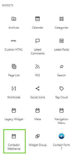 Localización de nuestro WIdget personalizado en el panel de control