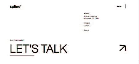 Letras blancas sobre fondo negro en captura de pantalla de la web "Spline"