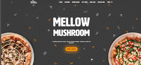 Ejemplo de web de restaurante informal y amistoso, Mellow Mushroom