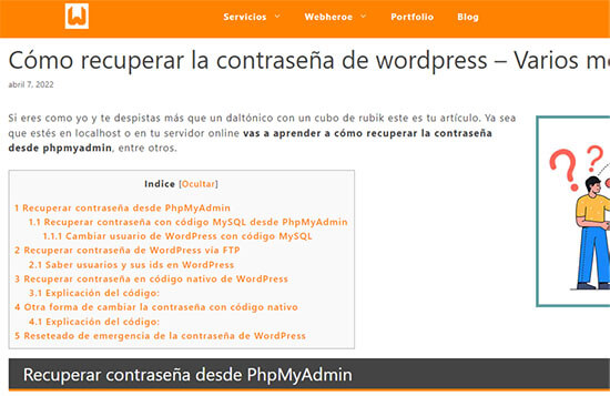 Solucionar errores CLS en Table of contents plus