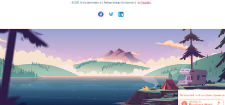 Ilustración de lago y montañas en captura de pantalla de la página web "Compress image"