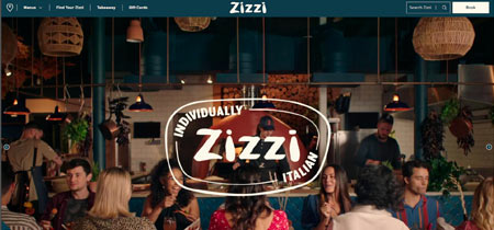 Ejemplo de web de restaurante destacando producto, Zizzi