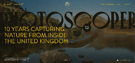 PhotoScoper, very creative web design for landscape photography