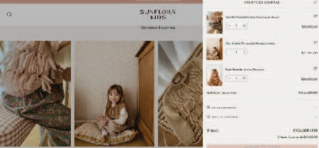 Pestaña de carrito de la web "Sun flora kids"