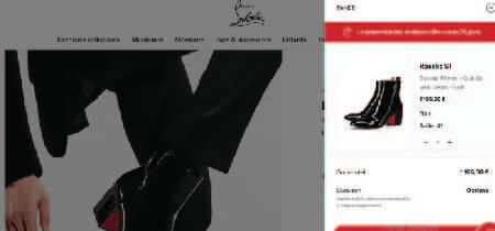 Captura de pantalla de la pestaña de carrito de la web "Christian loboutin"