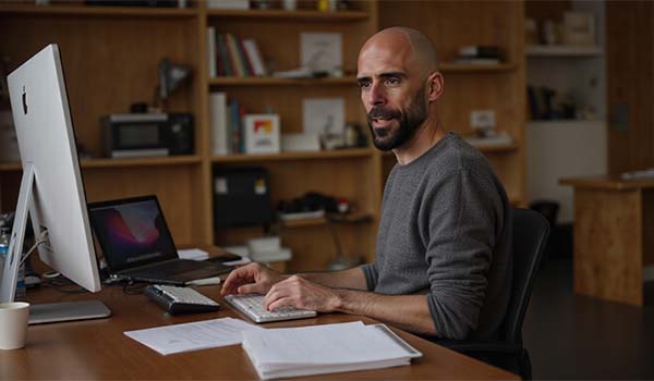 Álvaro Torres analysing a metrics dashboard on his computer