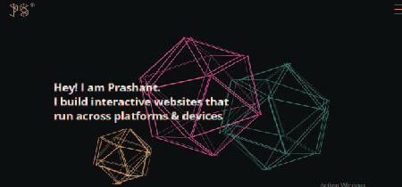 Poliedros de colores en la web portafolio de Prashantsani