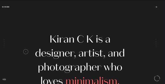 A website centred on typography