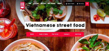 Ejemplo de web de restaurante vietnamita