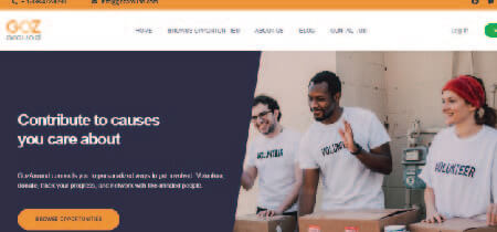 Interfaz de la web de voluntariado "Gozaround"